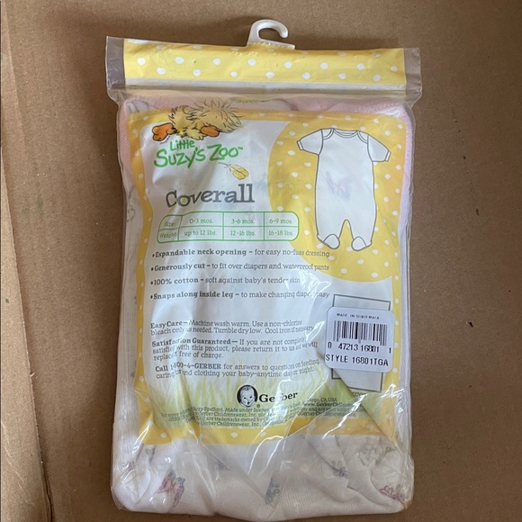 Gerber Little Suzy's Zoo Baby Coverall White w/ flowers & duck size 0-3 mo NWT - Picture 2 of 7